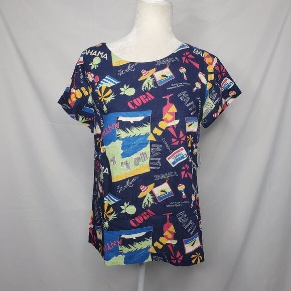 NEW MODCLOTH top‎ delightful demeanor linen short sleeve shirt M - Picture 2 of 11